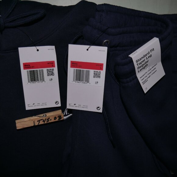 Nike Club Fleece 2 Piece Men's Sweatsuit Tracksuit Navy Blue Gift Set Outfit NWT - Picture 10 of 14